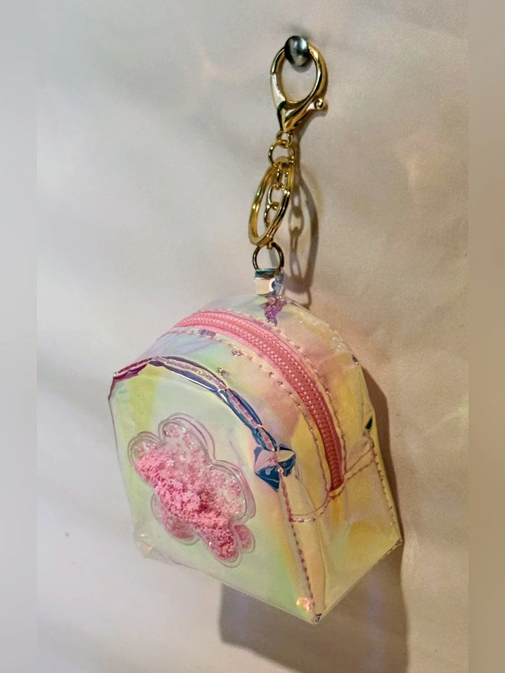 Iridescent Pink Kids Mini Backpack Keychain
